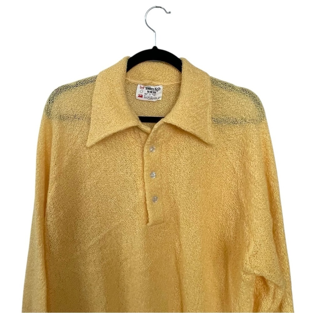 WHITE RAM Vintage Wool Mohair Sweater Collar Yellow Gold M - Picture 4 of 8